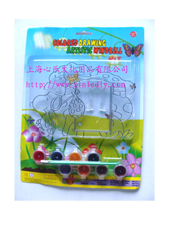 透光彩绘画，透光小五片，透光相框，透光立体风铃  透光相框风铃  DIY玩具
