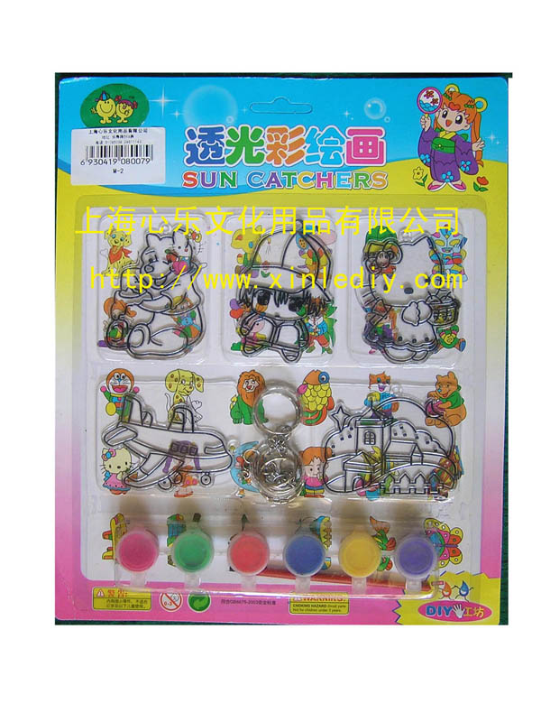 透光彩绘画，透光小五片，透光相框，透光立体风铃  透光相框风铃  DIY玩具