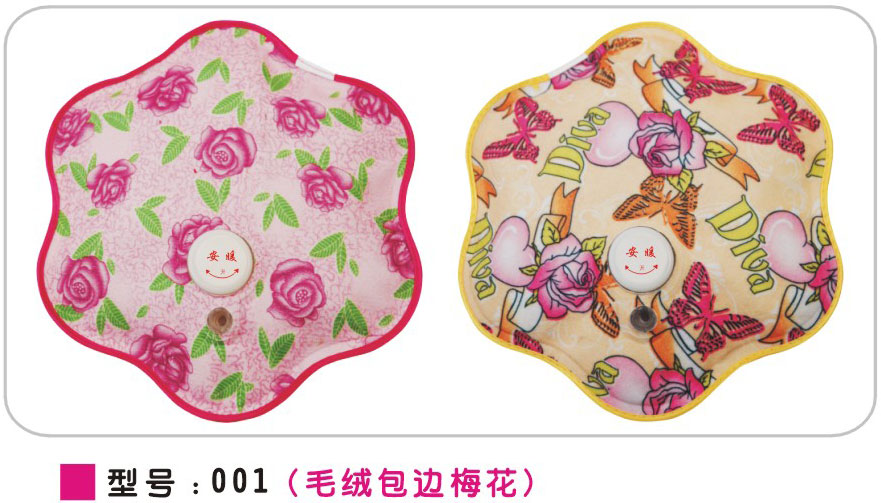 毛绒包边梅花热水袋 毛绒烫画梅花热水袋  电热水袋