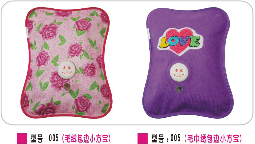 毛绒包边梅花热水袋 毛绒烫画梅花热水袋  电热水袋