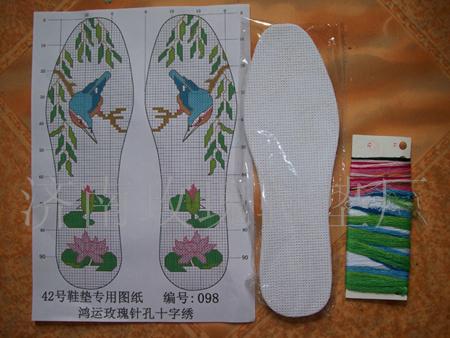 十字绣鞋垫  针孔鞋垫  玫瑰鞋垫