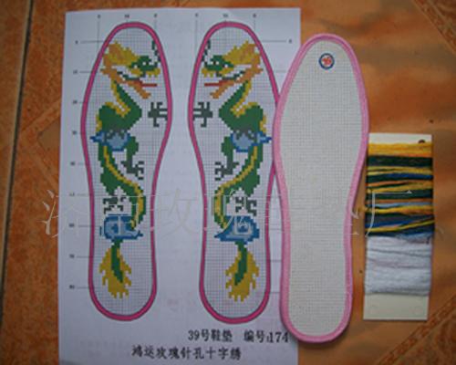 十字绣鞋垫—黑玫瑰系列  十字绣针孔鞋垫  手工鞋垫