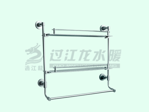 福清浴室挂件-过江龙GJL-W304二层置物架带杆  毛巾架  浴巾架