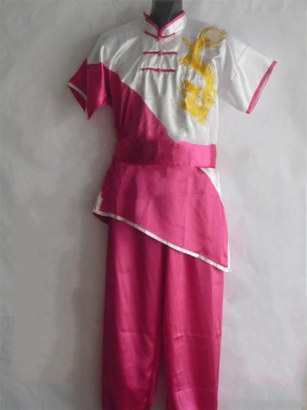 粉色绣龙太极服装 少林功夫表演服装 新款  武术