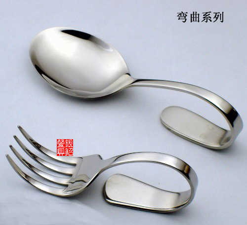 不锈钢寿司专用弯叉 弯勺 西餐刀叉餐具  不锈钢餐具  西餐刀叉勺  礼品刀叉勺