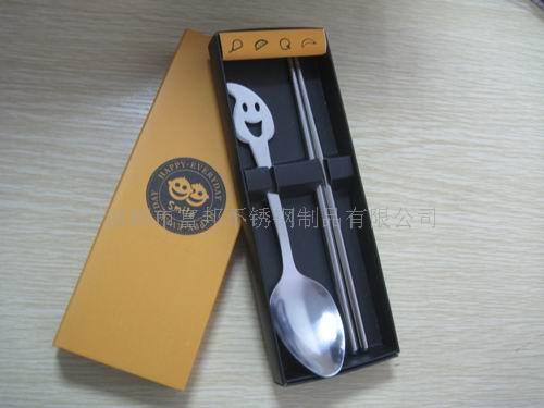 供应精美创意笑脸餐具套装笑脸勺筷二件套  创意餐具礼品  会员积分小礼品