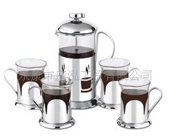 玻璃滤压式冲茶器 玻璃冲茶器 玻璃冲茶器五件套  咖啡壶