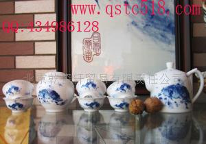 山东陶瓷茶具订做家用礼品批发订做茶具批发  上海青花茶具批发  深圳青花茶具订做  江苏青花茶具