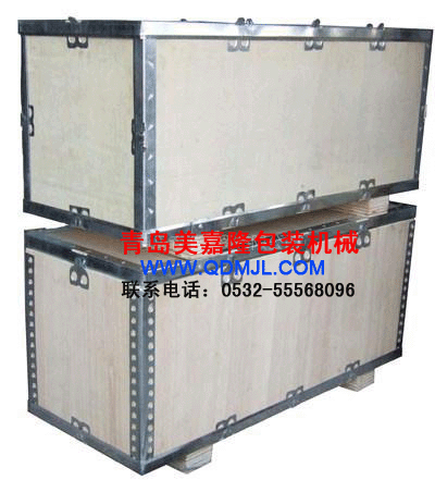 山东青岛高强度包装箱.镀锌钢带包边包装箱.无钉箱